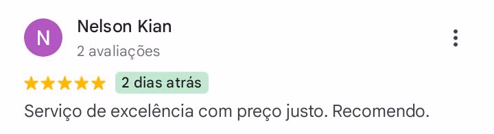 Print da avaliação de Nelson Kian no Google