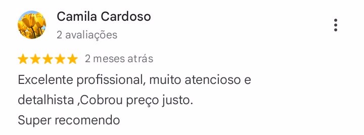 Print da avaliação de Camila Cardoso no Google