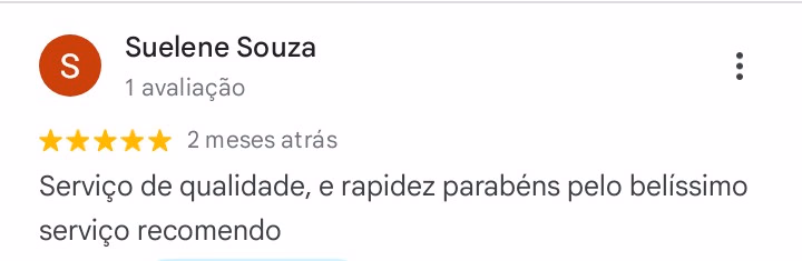 Print da avaliação de Suelene Souza no Google