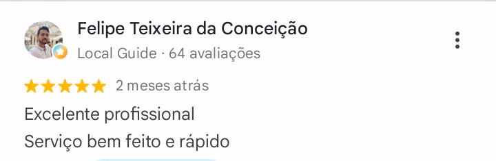 Print da avaliação de Felipe Teixeira da Conceição no Google
