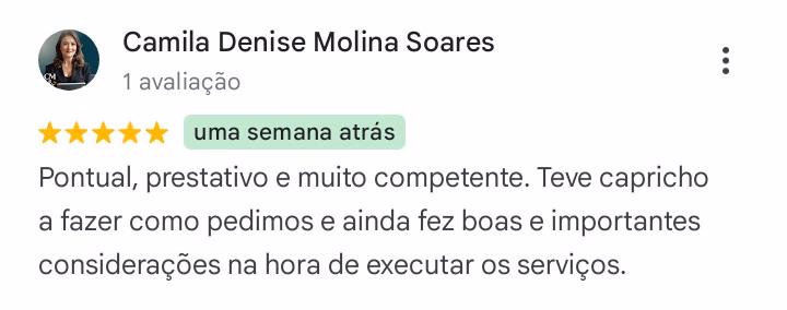 Print da avaliação de Camila D. M. Soares no Google