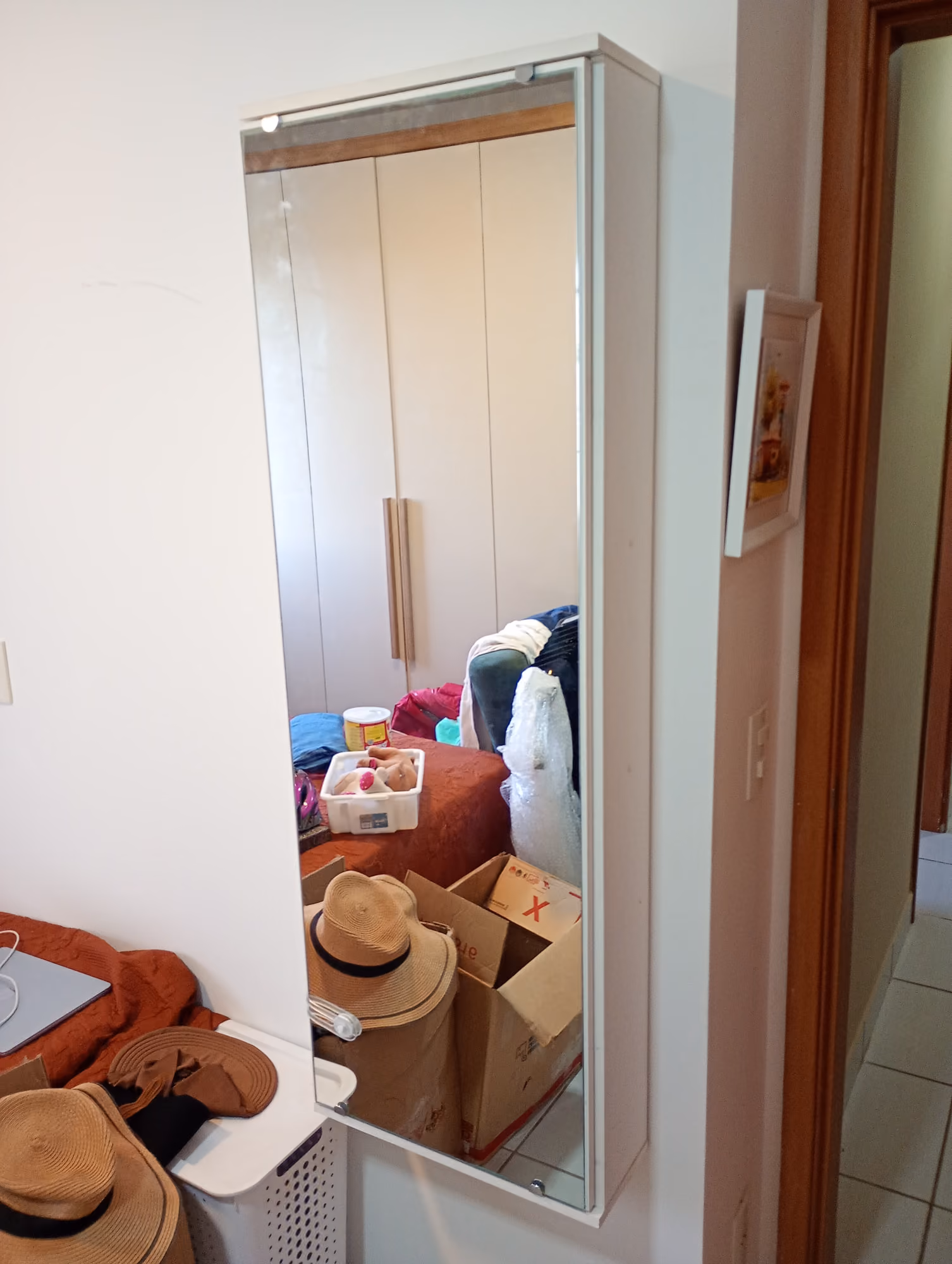 Sapateira espelhada de parede instalada em quarto de apartamento em Campo Grande - MS